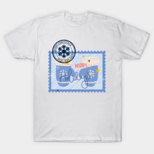 Vintage Stamp: Winter Gloves and Happy Holidays T-Shirt